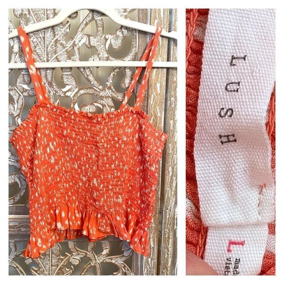 Lush floral crop tank peach coral orange size Large - Picture 1 of 5